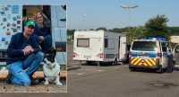 Par med hund och husvagn som haft inbrott intill tysk polisbil