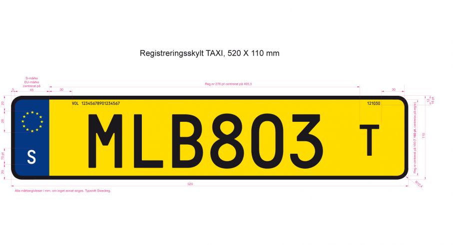 Så här har taxiskylten sett ut hittills men nu försvinner det stansade "T" som funnits till höger om registreringsnumret.