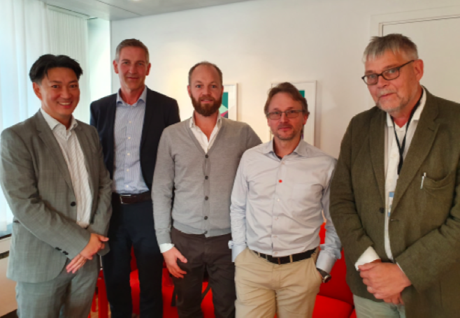 Från vänster: Mattias Landgren, Infrastrukturdepartementet, Tomas Haglund, HRF, Lars Bergholm, HRF, Mikael Blomqvist, HRF, och Leif Jakobsson, Finansdepartementet.