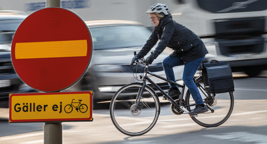 Görs skyltningen på det här sättet ska det även i fortsättningen gå bra att cykla mot bilarnas färdriktning.